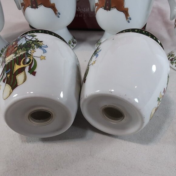 Portmeirion A Christmas Story 4 Pedestal Mugs Salt Pepper Shaker Set Winget - Picture 12 of 16